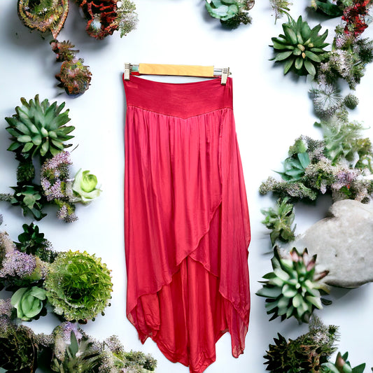 Pantalon tipo faldón de seda