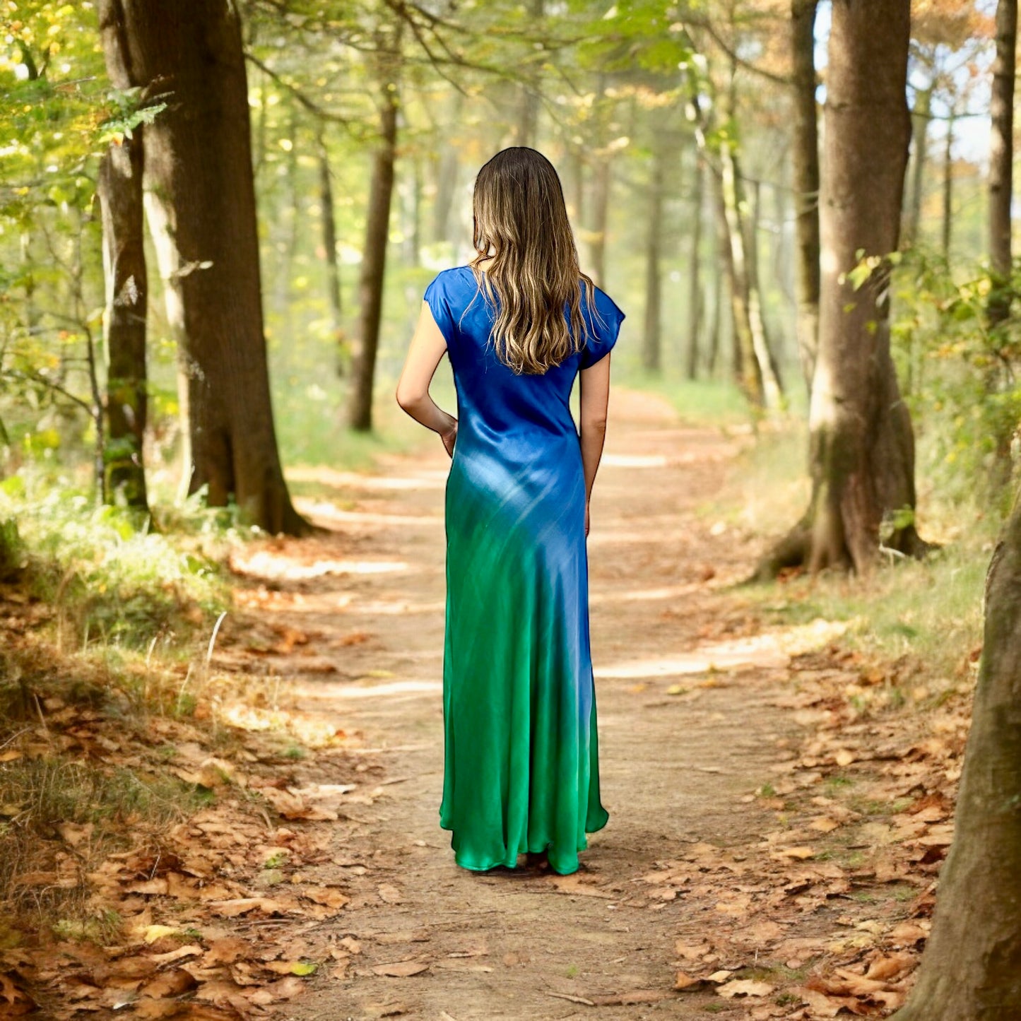 Vestido seda teñido degradé