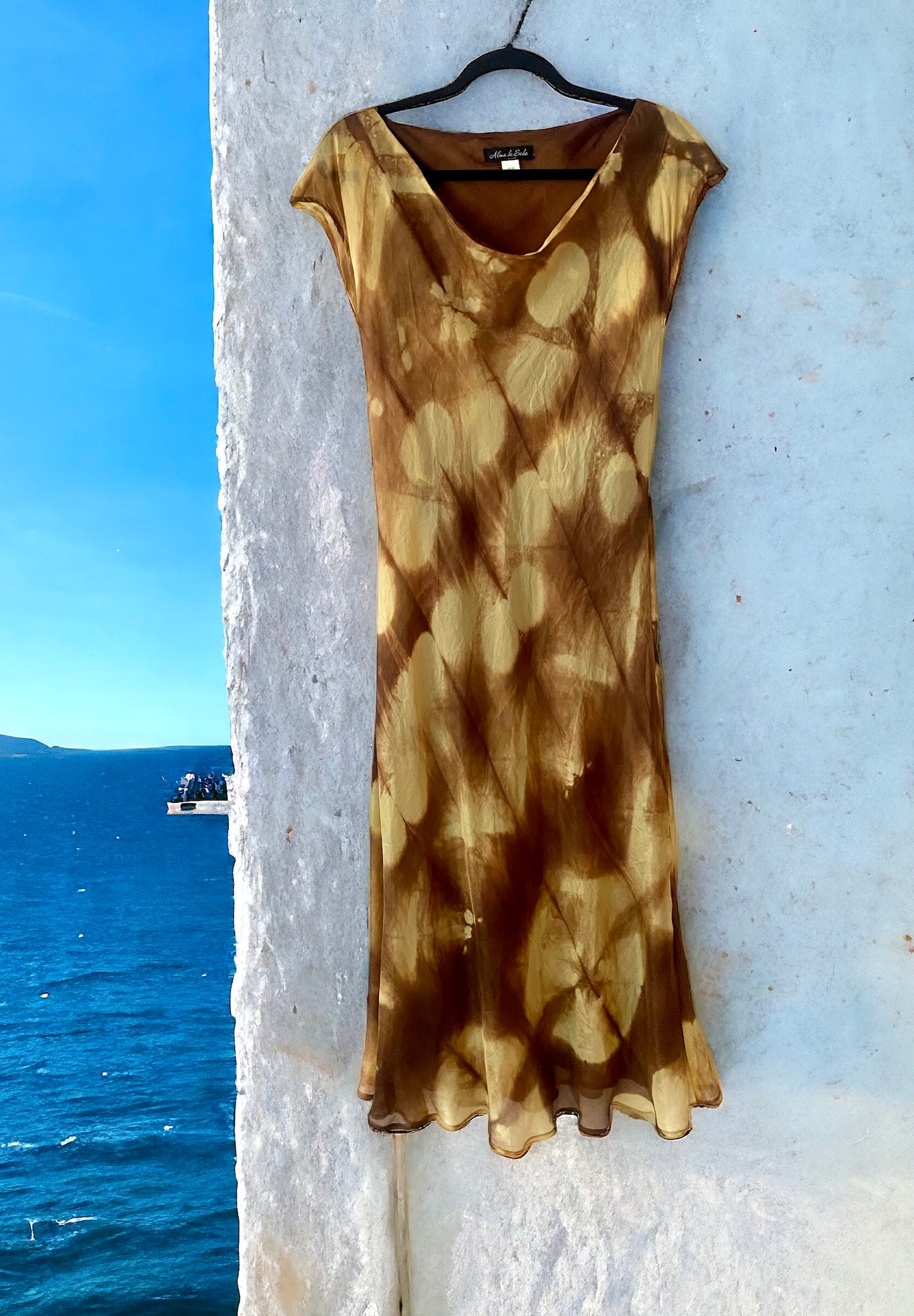 vestido de seda natural teñido  a mano