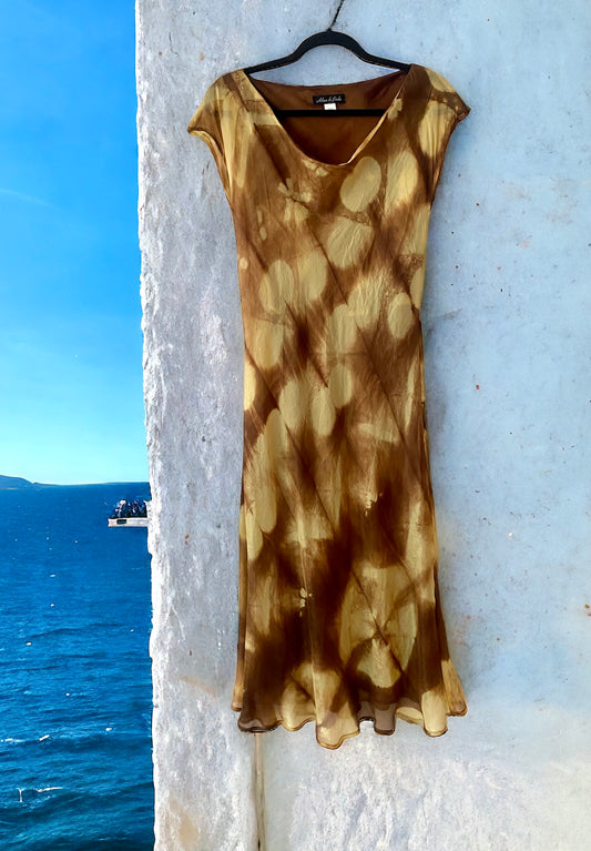 vestido de seda natural teñido  a mano