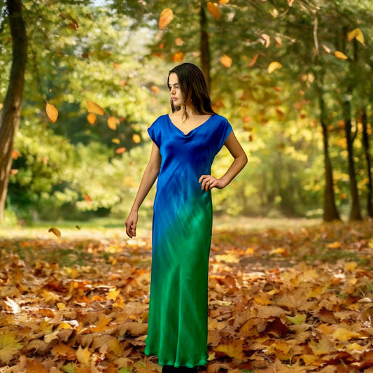 Vestido seda teñido degradé
